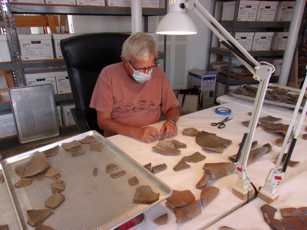 Phil Hunger working on Mustang site ceramics