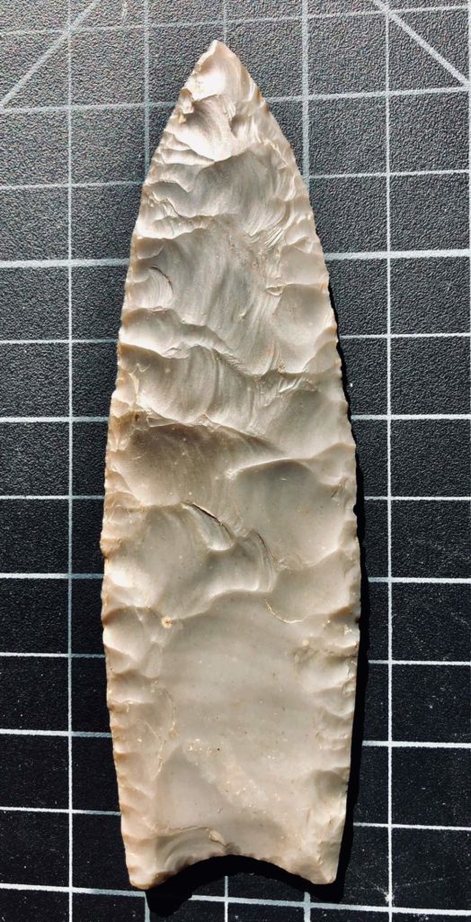 Clovis point replica made by Bruce Bradley.