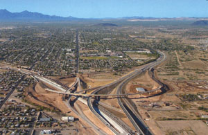 asw_21_3 Major construction projects in Tucson over the past several decades have led to new insights into Hohokam archaeology. At the Interstate 10/Interstate 19 interchange pictured here, and in other locations as well, sites were also preserved for the future.