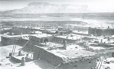 Multi-storied, densely clustered architecture at Zuni Pueblo in the 1880s.