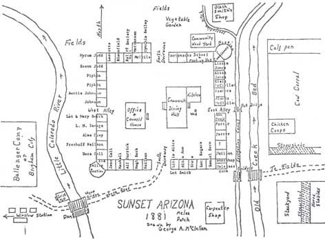 Plan view map of Sunset Fort, drawn by George A. McClellan in 1881 (courtesy of Gerald A. Doyle and Lyle M. Stone).