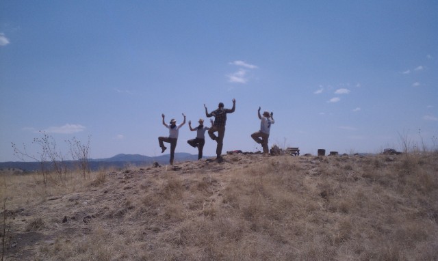 Site Yoga Meg’s crew likes to limber up in the late afternoon. The rest of us generally gawk and take pictures.
