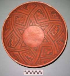 Image 3: An example of St. Johns Polychrome, a White Mountain Red Ware (photo by Deborah Huntley, used courtesy Museum of Indian Arts and Culture, Santa Fe). This type was found at Fornholt, but this particular example was not.