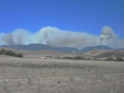 View of the fire in the Gila Wilderness as we approached Mule Creek. Click to enlarge.