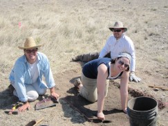 Mac, Kelly, and Tom Mac, Kelly, and Tom starting their excavation of a pithouse. Click to enlarge.