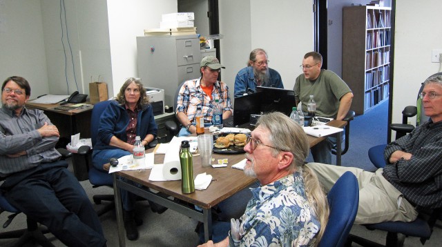 Participants in the December 7 priority planning workshop in Phoenix included (clockwise from left) Glen Rice (Rio Salado Archaeology), Kathy Henderson (Desert Archaeology), Jeff Clark (Archaeology Southwest), Dave Wilcox (Museum of Northern Arizona), Matt Peeples (Archaeology Southwest), Bill Doelle (Archaeology Southwest), and Scott Wood (Tonto National Forest). Not pictured: Andy Laurenzi (Archaeology Southwest).