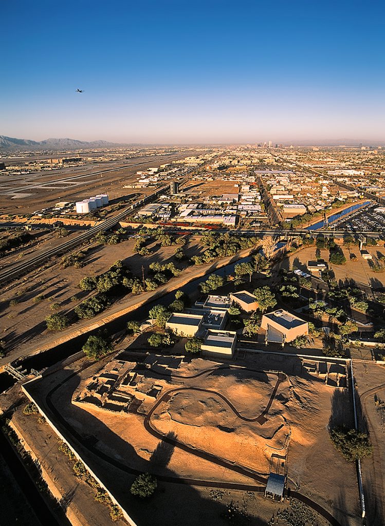 Hohokam Platform Mound with Departing Airliner