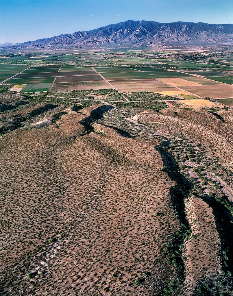 Gridded Gardens above Modern Farmland