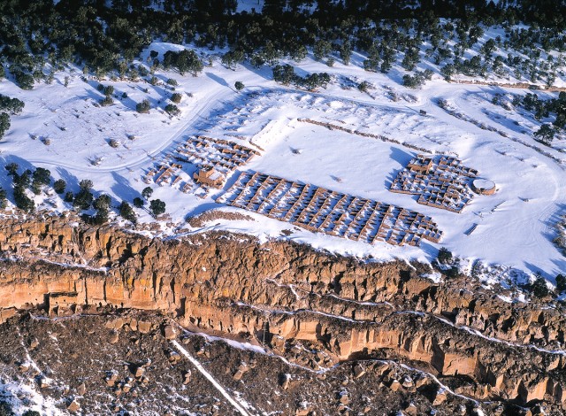 Pueblo Ruins and Cliff Dwellings in Snow