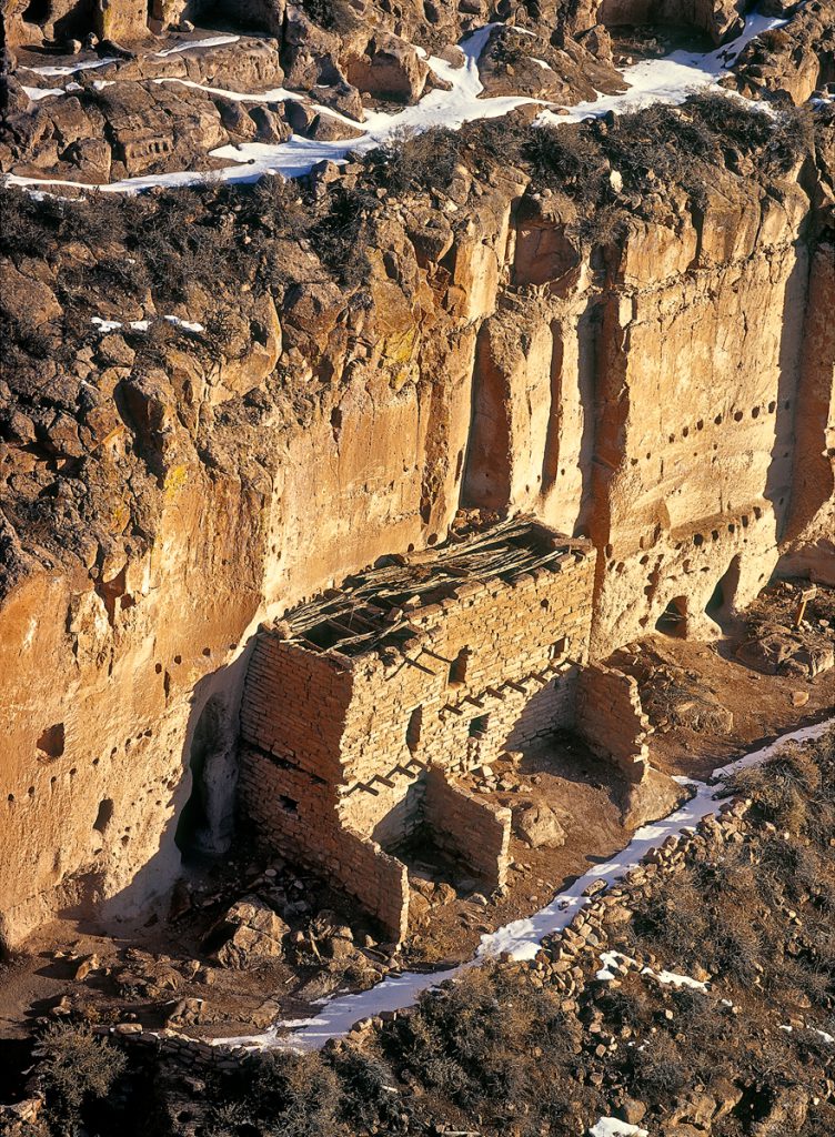 Cliff and Cave Dwellings with Snow