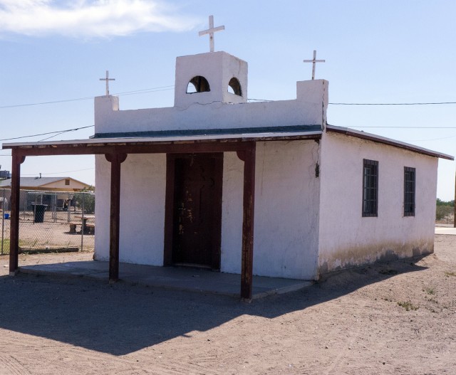 The San Lucy Village church, which was relocated from the historic village of San Lucy.