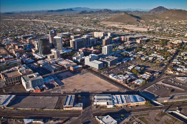 Aerial image of downtown Tucson. Photo by Henry Wallace.