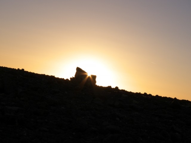 Sunrise as seen from the alignment marker. Click to enlarge.