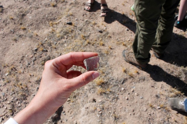 I found a pottery sherd with red paint.