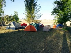 Our camp at Mule Creek, affectionately known as “Tent City.” Click to enlarge.