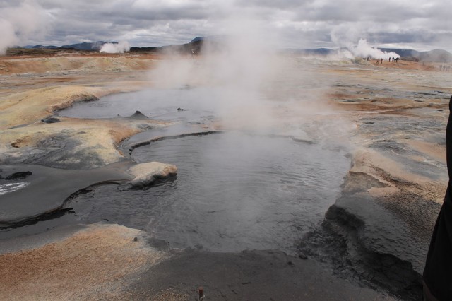 Sulfurous black pools of geothermally heated water near Lake Mývatn (midge lake).