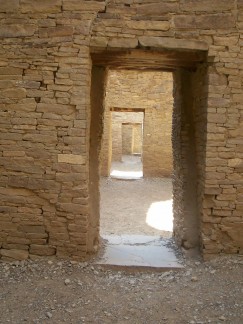 Hallway of doorways at Pueblo Bonito. Click to enlarge.