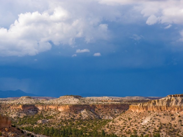 Canyons of the Pajarito Plateau as seen from Tsankawi Ruin at Bandelier National Monument.