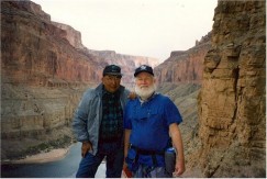 T. J. Ferguson and Ronald Humeyestewa conducting research in the Grand Canyon, 1994. Photo courtesy of Northern Arizona University.