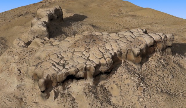 Virtual model of the foundations of an ancient circular structure atop Pretty Rock.