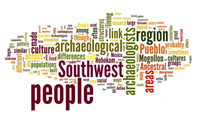 Here’s a word cloud for this week’s series of posts—”seeing the forest,” to continue that metaphor. “People” turns out to be the most frequently used word. Good thing, too: Michelle Hegmon, my dissertation co-advisor, once pointed out that if the cloud created from something one has written for general audiences is full of jargon, and if words such as “people,” “society,” “community,” or “relationships” aren’t relatively large, then the audience might just lose interest.