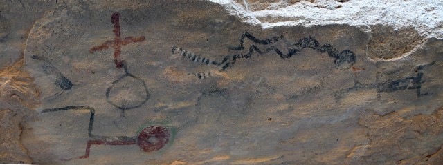 Another portion of the rock shelter ceiling today. Photo by Andy Laurenzi. Click to enlarge.