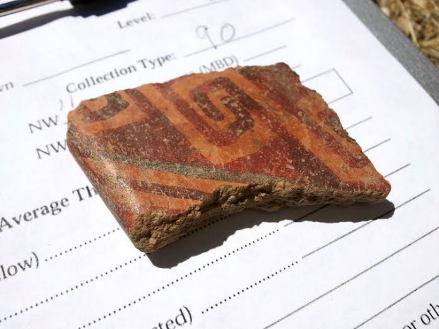 Painted pottery sherd. Photo by Kathy Turney.