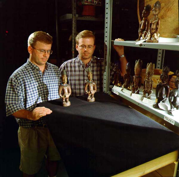 Peter (right) and I at the Field Museum in Chicago, 2000, with the same Ibeji from the Anthropology collections. Field Museum Neg. No. GN89822_4c.