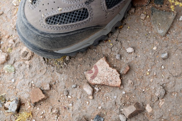 Students get their boots on the ground learning to identify archaeological features and artifacts at the Valencia site. Photo by Hannah Zanotto.