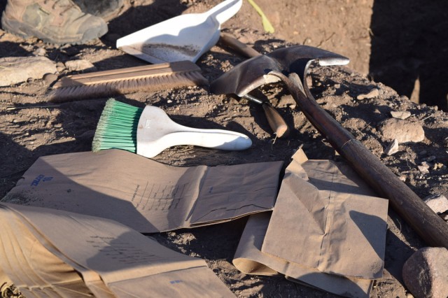 Even the tools used in excavation come from a variety of backgrounds. Photo by Hannah Zanotto.