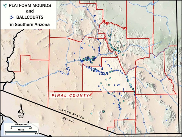 Map of major settlements with public architecture created for the Pinal County planning effort.