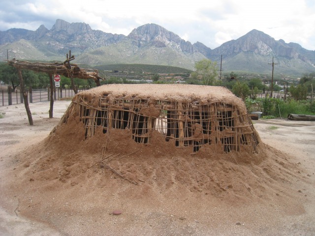 View of the back of the pithouse. The storm appears to have pelted this side the worst.