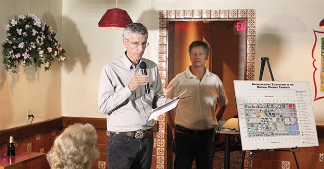 Archaeology Café in Phoenix. Moderator Bill Doelle (left) and archaeologist Mark Hackbarth (right).