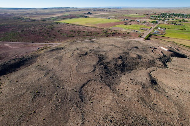 Pithouse settlement at Woodruff Butte, Little Colorado River valley. Photo by Henry Wallace.