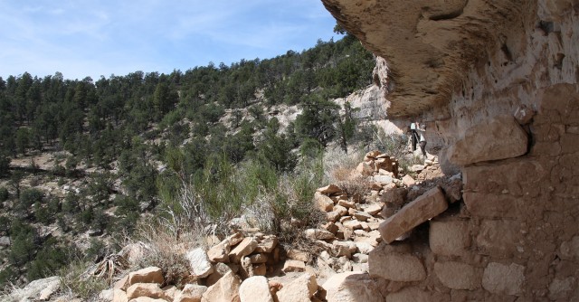 Another day at the office. Katie Simon is preparing the first of 16 laser scans of this ancient cliff dwelling.