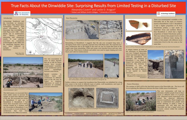 “True Facts About the Dinwiddie Site: Surprising Results from Limited Testing in a Disturbed Site” by Alexandra Covert and Leslie D. Aragon. <a href="/pdf/Covert-Dinwiddie-site.pdf">Click to download this poster as a PDF.</a>