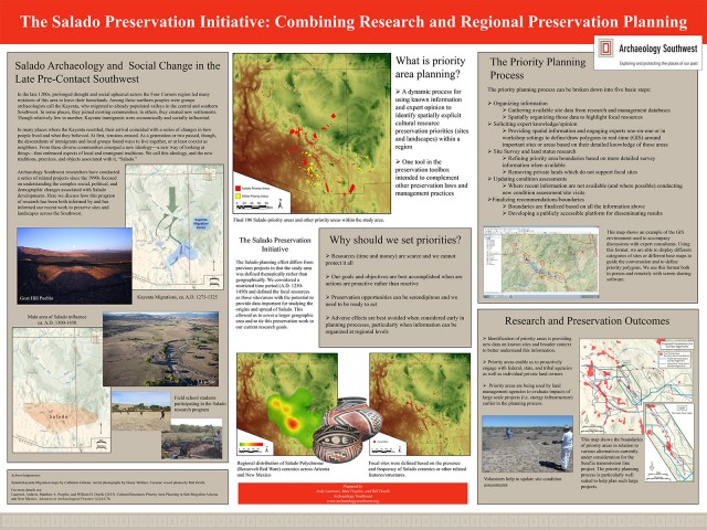 “The Salado Preservation Initiative: Combining Research and Regional Preservation Planning,” by Andy Laurenzi, Matt Peeples, and William Doelle. <a href="/pdf/LaurenziPeeplesDoelle_updated.pdf">Click to download this poster as a PDF.</a>