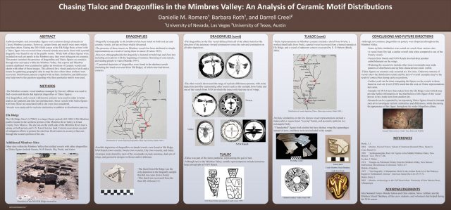 “Chasing Tlaloc and Dragonflies in the Mimbres Valley: An Analysis of Ceramic Motif Distributions,” by Danielle M. Romero, Barbara Roth, and Darrell Creel. <a href="/pdf/Romero-et-al-SAA-2017.pdf">Click to download as a PDF.</a>