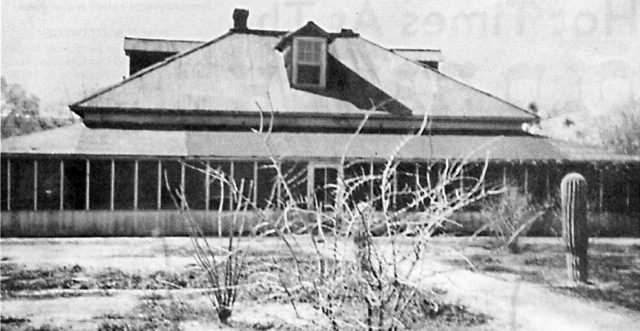 A historic picture of the old PZ Ranch house is part of the photograph collection of the Anderson family, who in the mid-1930s resided at the cattle ranch in southeastern Pinal County for more than a year. Photo courtesy of Ocie Anderson.