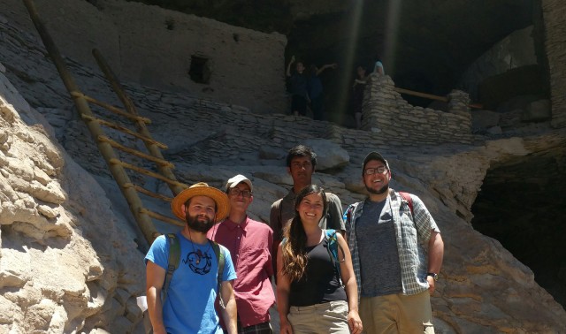 Joe, Alec, Dushyant, Connor, and Monica at Gila Cliff Dwellings National Monument. This site is open to the public and a fun archaeological experience for visitors of all ages.