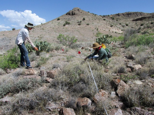 Lindsay and Joe mapping a feature. June 25, 2015.