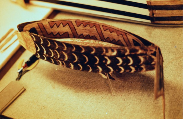 Wooden artifact, now at the Northwest Museum of Arts and Culture (NMAC) in Spokane, WA. Image courtesy of the University of Colorado Museum of Natural History (Copyright University of Colorado Museum of Natural History).