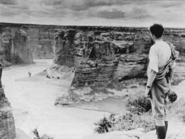 Charles Lindbergh looks out onto Canyon de Chelly.
