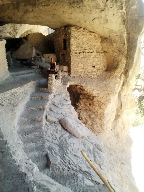 View of central portion of dwellings, with author for scale. Photo by Alisha Stalley.