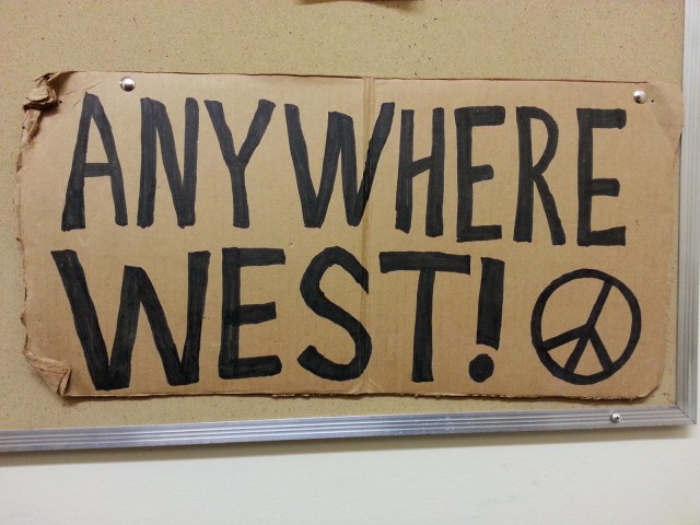 This sign I found blown under my car in a parking lot in Albuquerque is one of my prized possessions.
