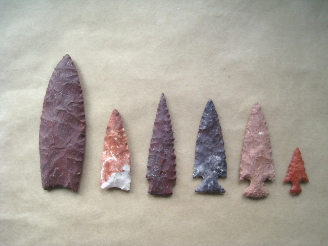 Some finished projectile points in a variety of styles.