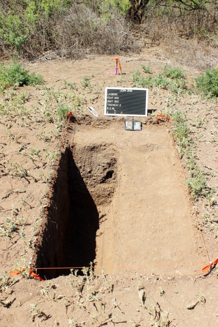 The room was capped with a layer of adobe melt, visible here outside our exploratory trench.