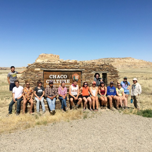 The field school posing in front of the Chaco Culture National Historic Park sign at the end of an amazing weekend. If we could’ve stayed another night or two, we would’ve experienced the solstice there. Nevertheless, it was a majestic trip!