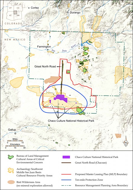 Priority environmental and cultural areas of concern in the Greater Chaco Landscape. Click to enlarge. Map: Catherine Gilman.