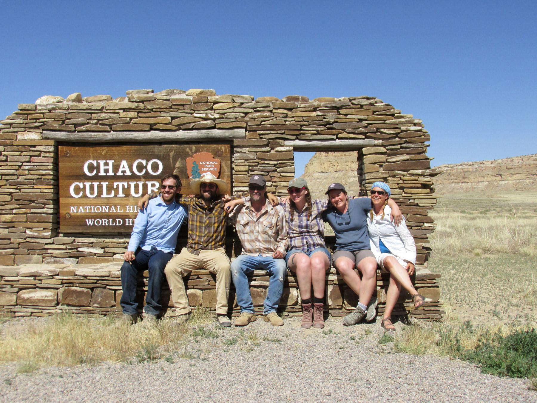 Staff members of the 2016 Preservation Archaeology Field School. From left to right: Evan Giomi, me, Allen Denoyer, Leslie Aragon, Karen Schollmeyer, and Stacy Ryan.